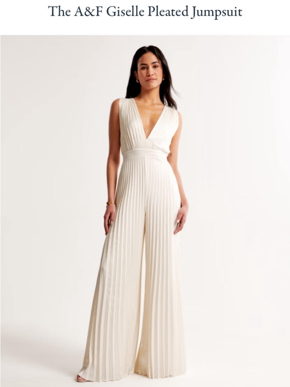 NWT Abercrombie & Fitch Giselle Pleated Wide-Leg Jumpsuit in Ivory